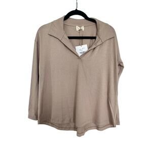 Mus & Bombon Odiel Polo Top Size S NWT Tostado Beige
